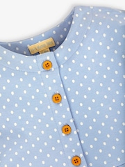 JoJo Maman Bébé Blue Spot Button Jersey Dress - Image 2 of 2