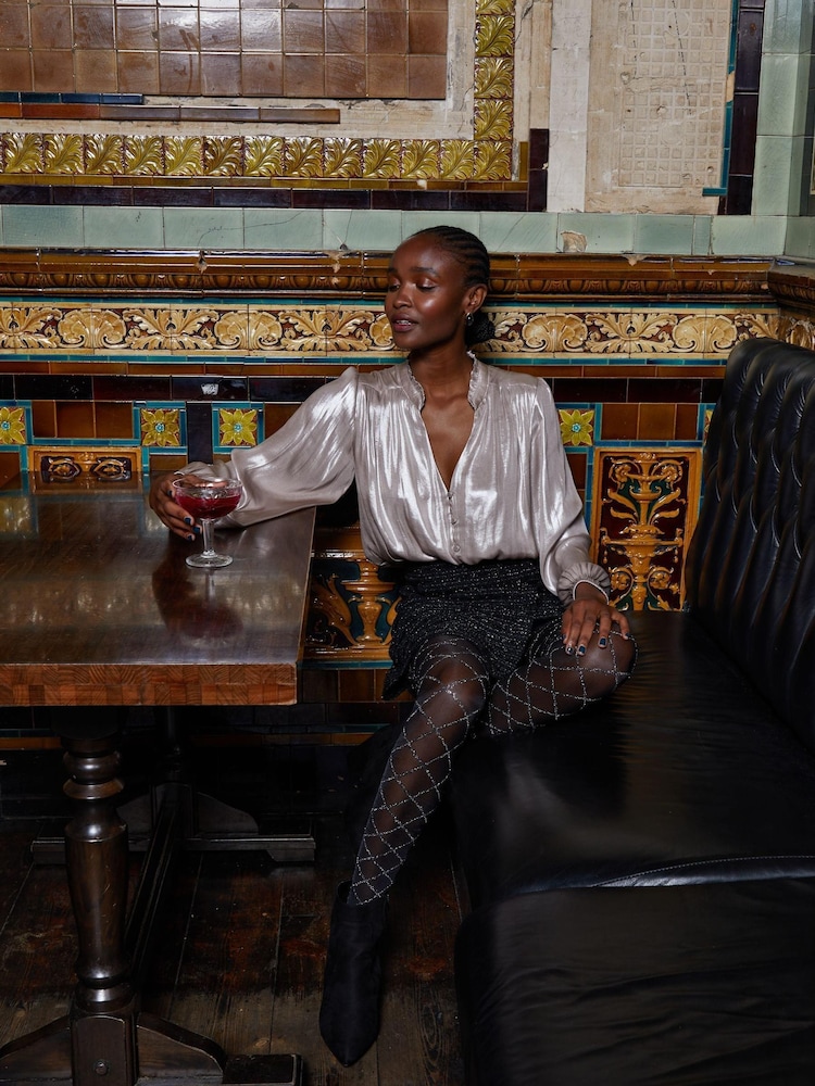 FatFace Silver Eloise Metallic Blouse - Image 2 of 7