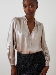 FatFace Silver Eloise Metallic Blouse - Image 3 of 7
