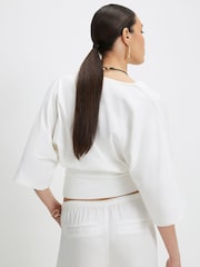 River Island White Kimono Sleeve Cotton Blend T-Shirt - Image 2 of 4
