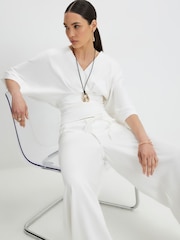 River Island White Kimono Sleeve Cotton Blend T-Shirt - Image 4 of 4