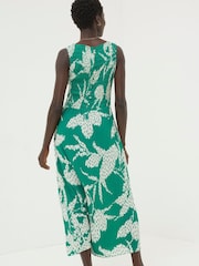 FatFace Green Textured Leaves Midi Dress - Image 2 of 5
