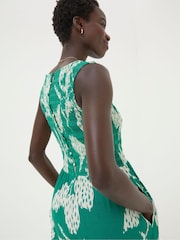 FatFace Green Textured Leaves Midi Dress - Image 4 of 5