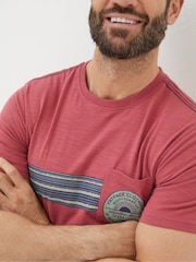 FatFace Pink Chest Stripe Badge T-Shirt - Image 4 of 5