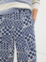 FatFace Blue Isla Patchwork Geo Wide Leg Trousers - Image 4 of 5