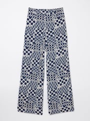 FatFace Blue Isla Patchwork Geo Wide Leg Trousers - Image 5 of 5