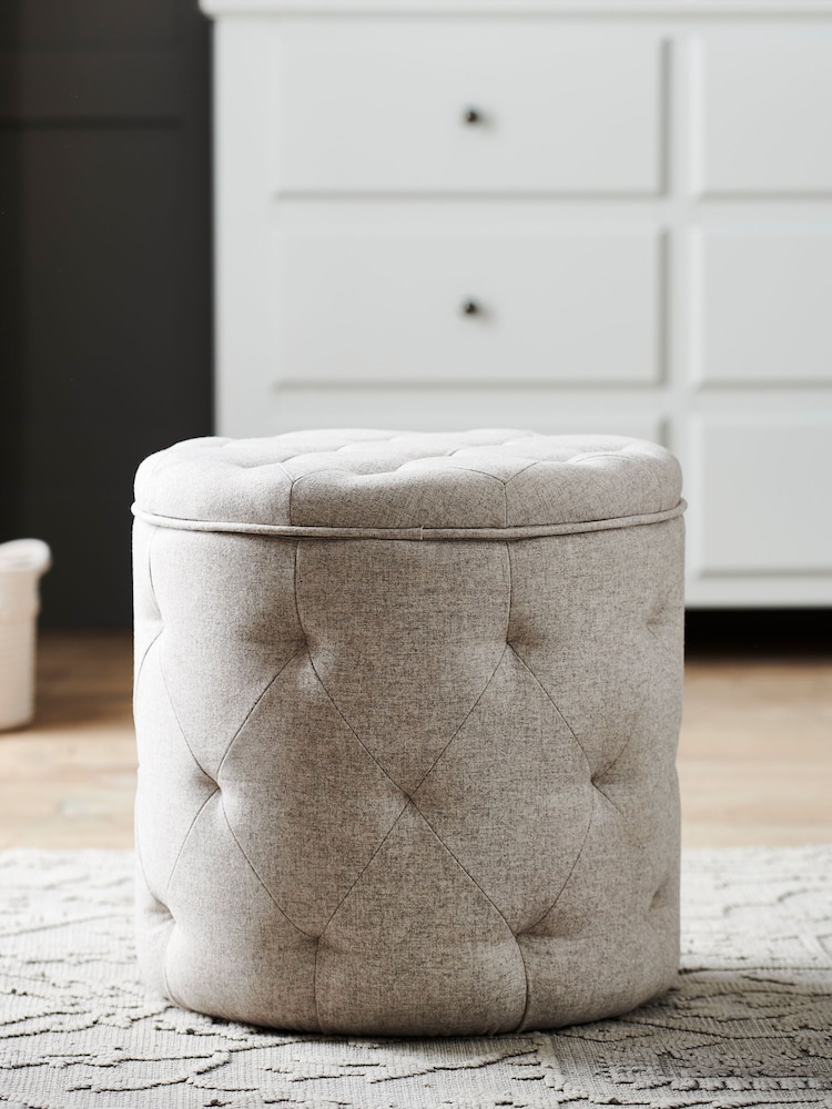 Wool Blend Natural Stone Hartford Upholstered Storage Footstool - Image 1 of 6