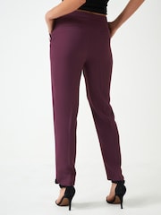 Berry Red Tailored Button Detail Taper Trousers - Image 3 of 6