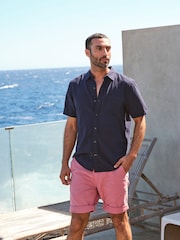 FatFace Bugle Navy Blue Linen Cotton Shirt - Image 1 of 7