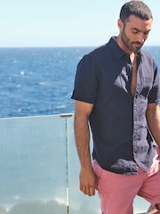 FatFace Bugle Navy Blue Linen Cotton Shirt - Image 2 of 7