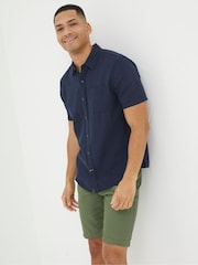 FatFace Bugle Navy Blue Linen Cotton Shirt - Image 4 of 7