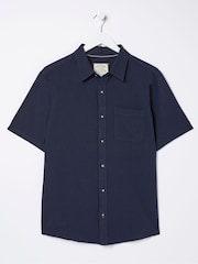 FatFace Bugle Navy Blue Linen Cotton Shirt - Image 7 of 7