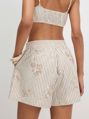 River Island Natural Molly Smith Embellished Stripe Drawstring Shorts - Image 4 of 4