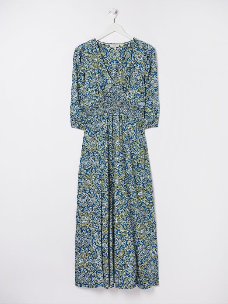FatFace Blue Rene Aztec Texture Midi Dress - Image 7 of 7