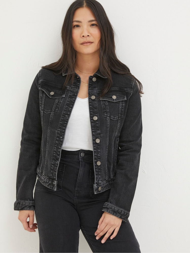 FatFace Tasha Black Denim Jacket - Image 1 of 6 FatFace Tasha Black Denim Jacket - Image 1 of 6