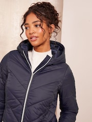 Friends Like These Navy Blue Petite Mid Length Quilted Jacket - Image 3 of 4