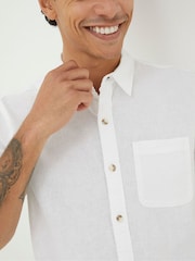 FatFace Bugle White Linen Cotton Shirt - Image 4 of 5