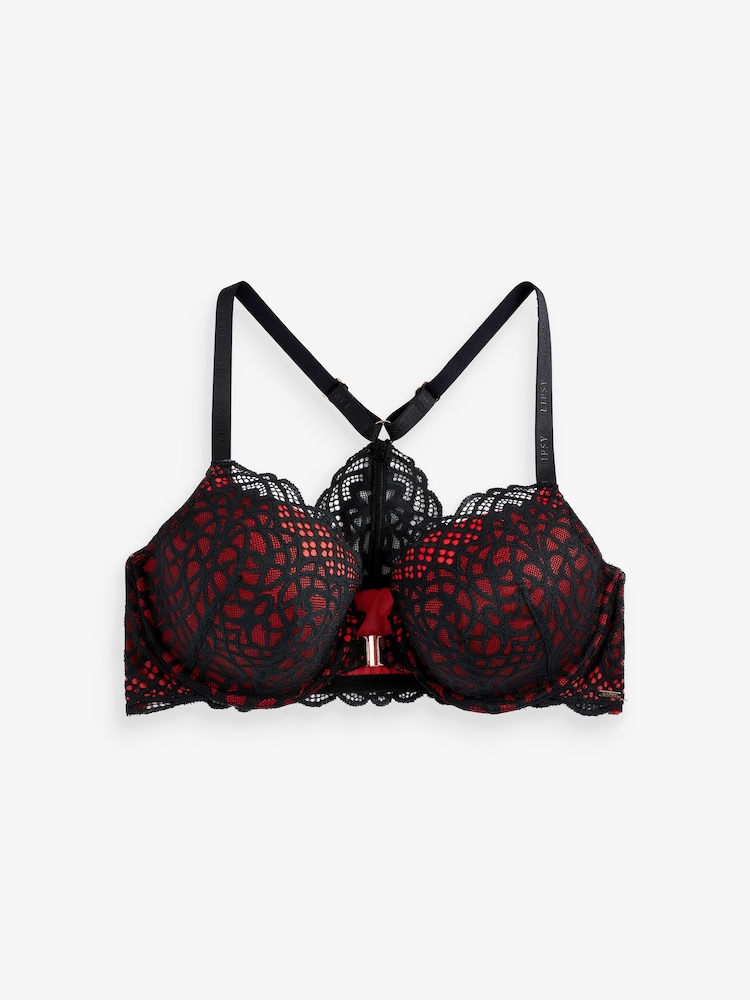 Lipsy Black/Red DD+ Pad Plunge Triple Boost Bra - Image 5 of 5