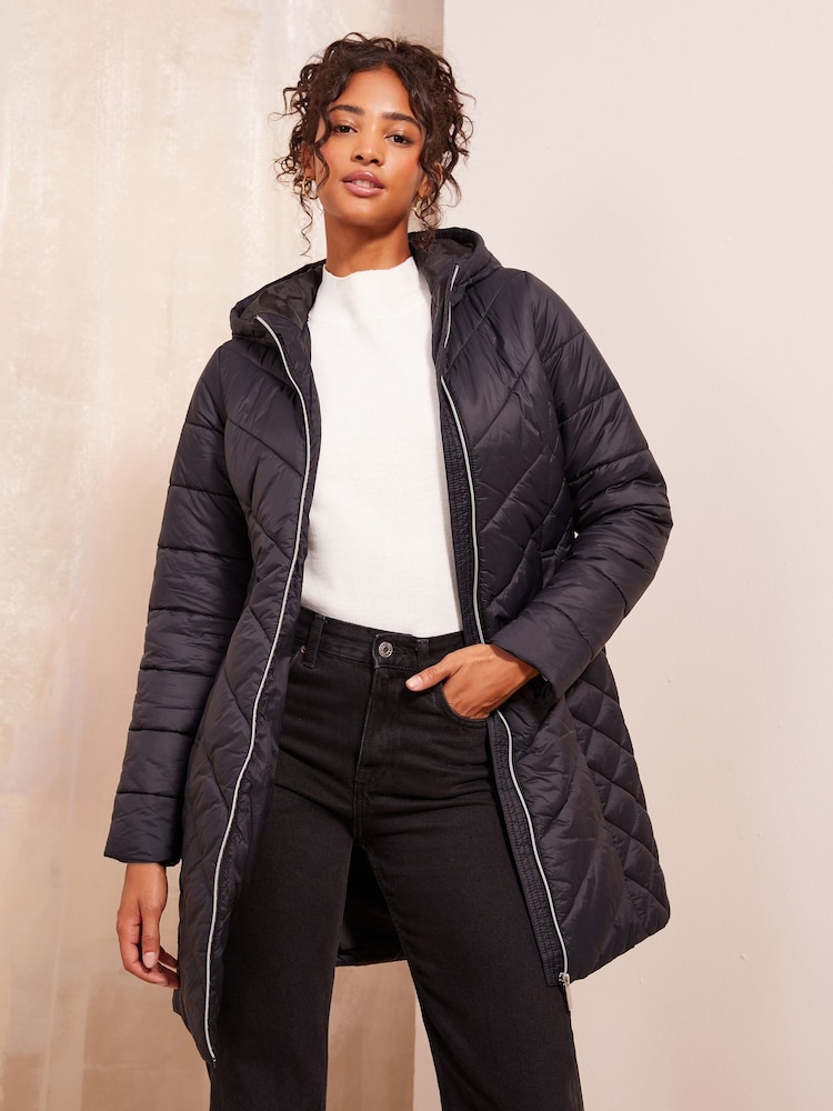 Friends Like These Black Petite Mid Length Quilted Jacket - Image 1 of 4
