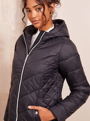 Friends Like These Black Petite Mid Length Quilted Jacket - Image 3 of 4