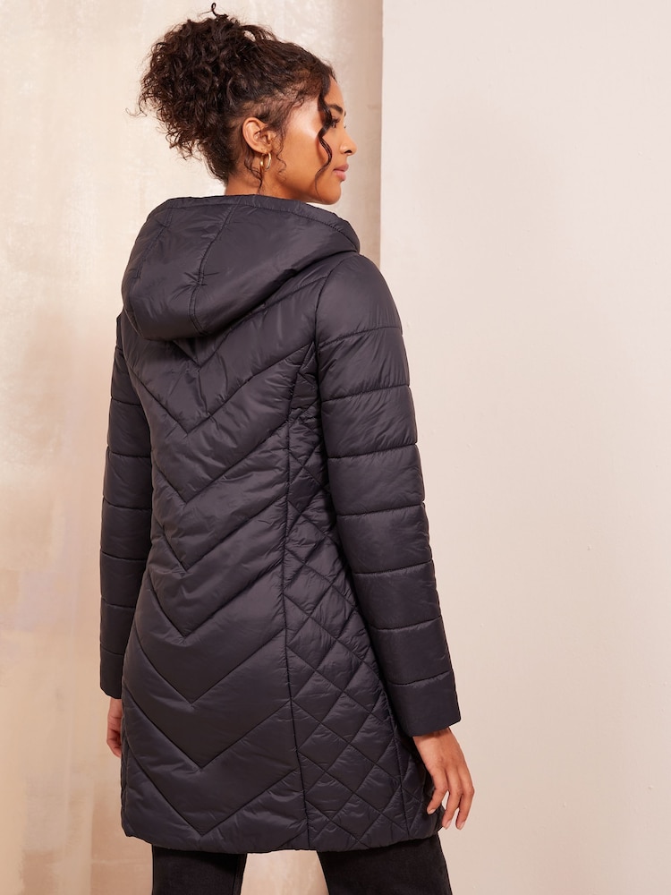 Friends Like These Black Petite Mid Length Quilted Jacket - Image 4 of 4