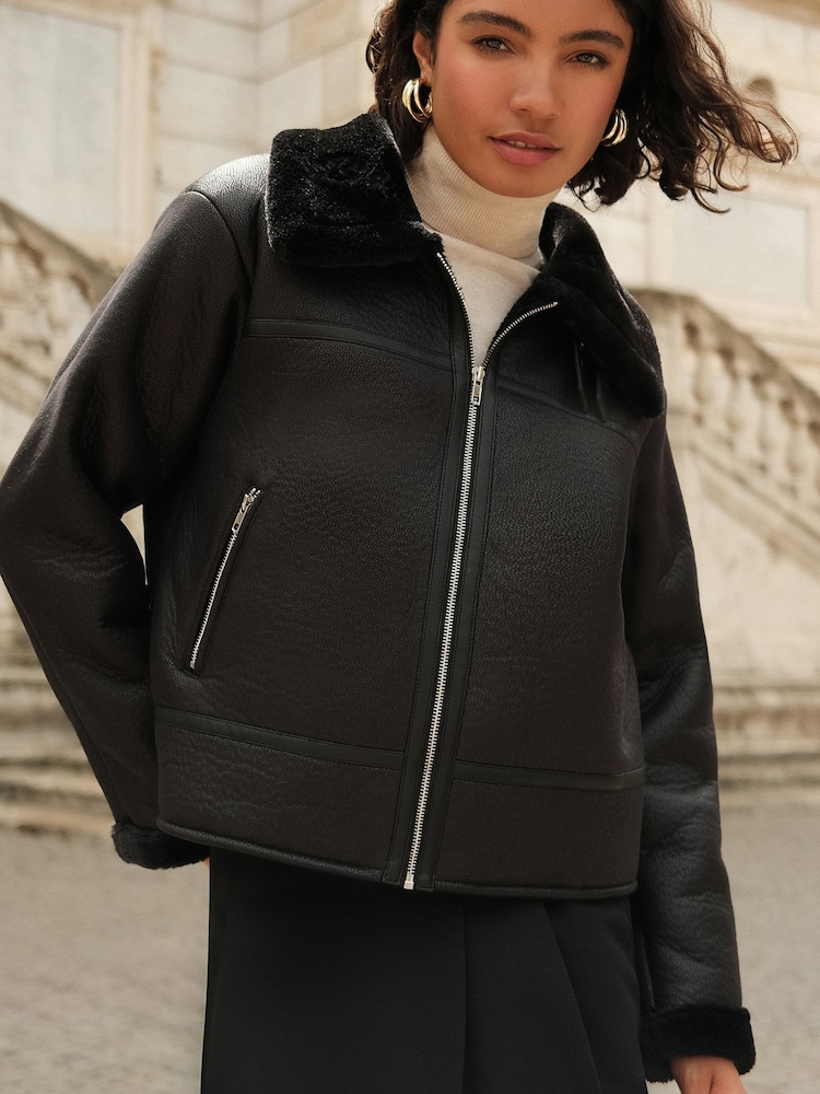 Friends Like These Black Bonded Aviator Style Jacket - Image 1 of 6