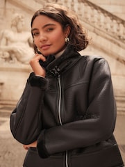Friends Like These Black Bonded Aviator Style Jacket - Image 3 of 6