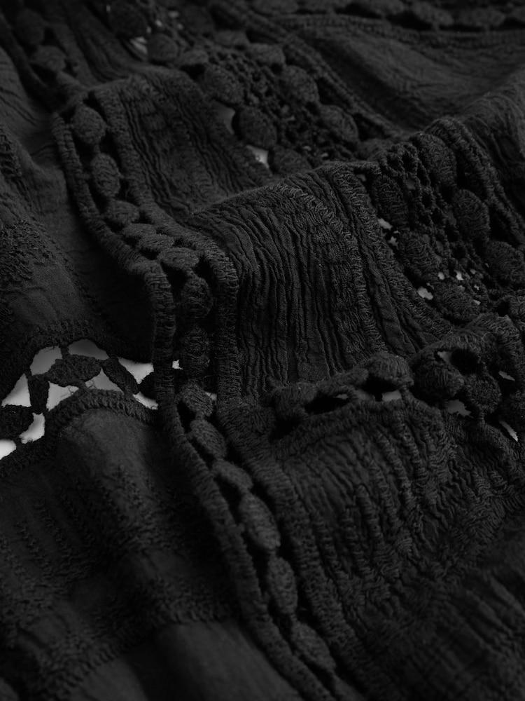 Black Crochet Longline Kimono Cover-Up - Image 7 of 7 Black Crochet Longline Kimono Cover-Up - Image 7 of 7