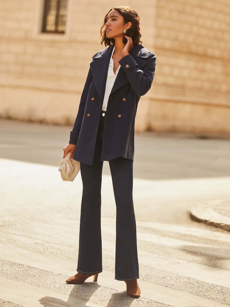 Friends Like These Navy Blue Double Breasted Peacoat - Image 4 of 5