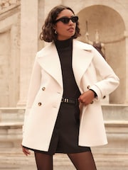 Friends Like These Neutral Double Breasted Peacoat - Image 1 of 5