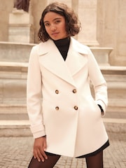 Friends Like These Neutral Double Breasted Peacoat - Image 5 of 5