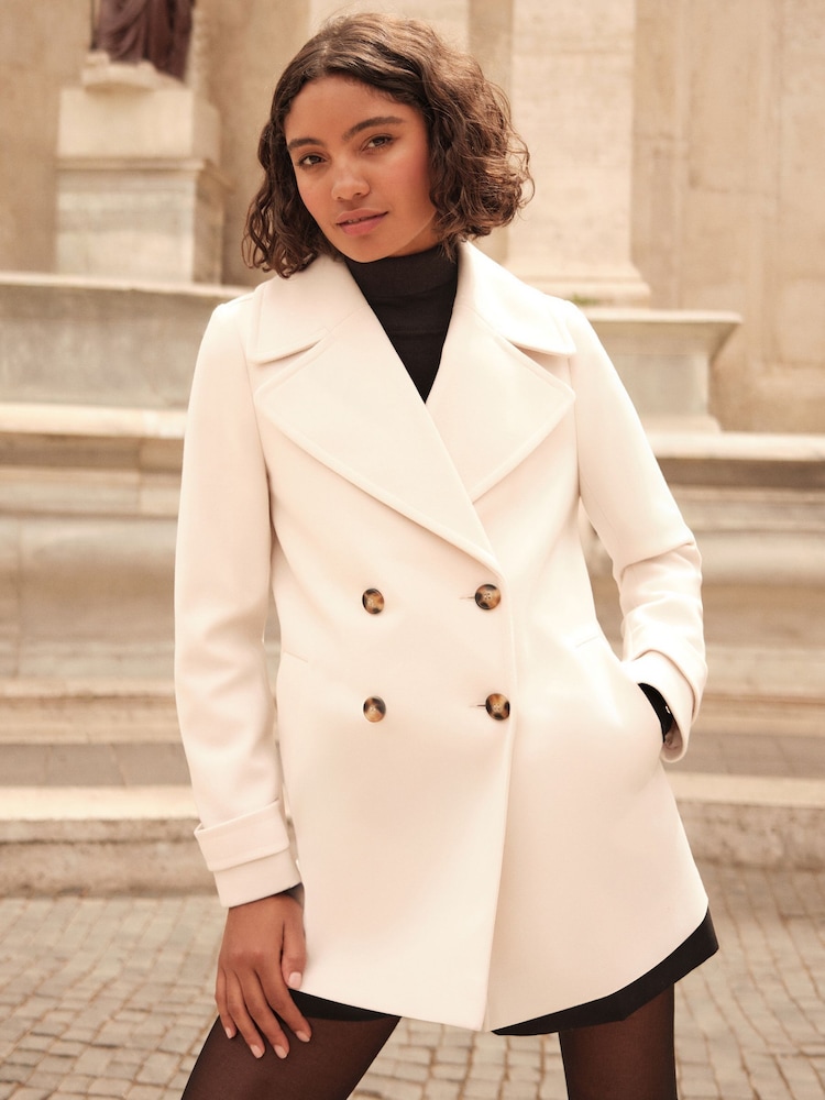 Friends Like These Neutral Double Breasted Peacoat - Image 5 of 5
