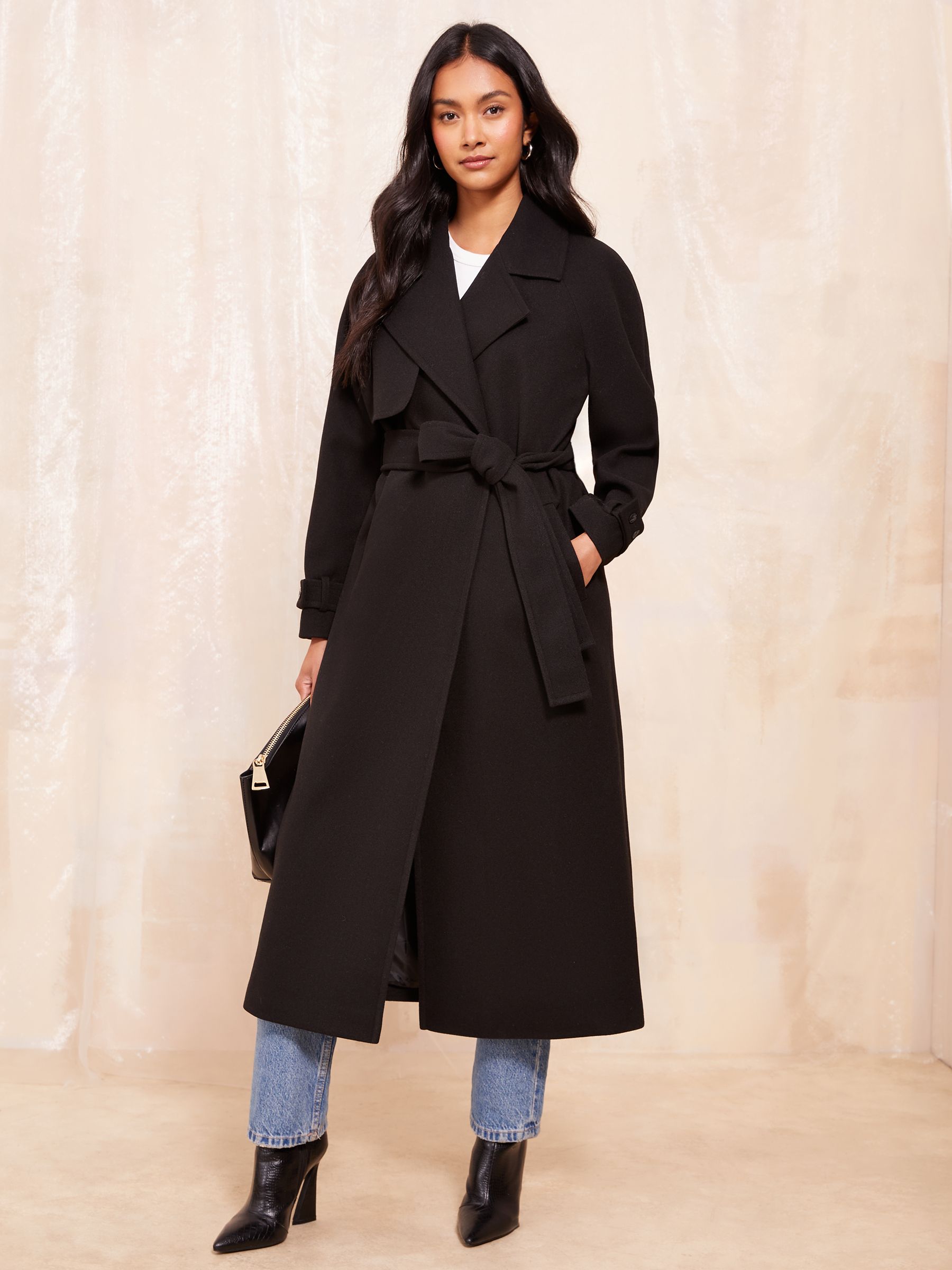 Friends Like These Black Belted Wrap Coat