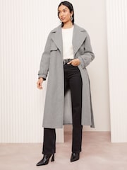 Friends Like These Grey Petite Belted Wrap Coat - Image 1 of 5