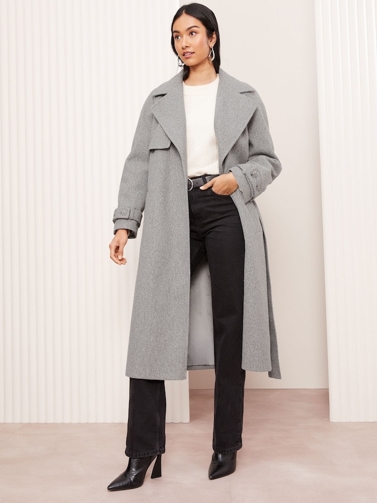 Friends Like These Grey Petite Belted Wrap Coat - Image 1 of 5