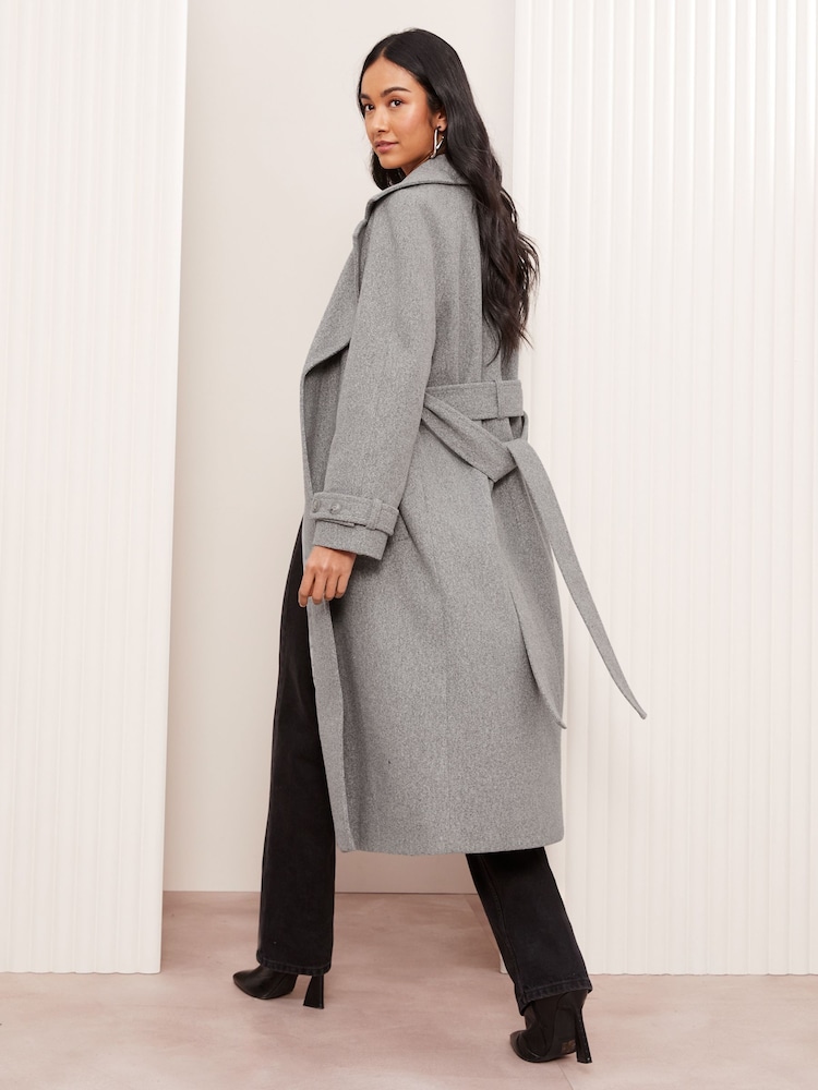 Friends Like These Grey Petite Belted Wrap Coat - Image 5 of 5