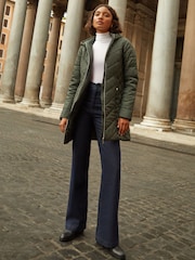 Friends Like These Khaki Green Mid Length Quilted Jacket - Image 2 of 4