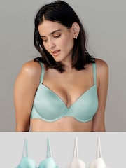 Grün/Cream - Leicht wattierte, glättende T-Shirt-BHs mit tiefem Ausschnitt im 2er-Pack - Bild 1 von 8