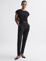 Reiss Black Kelly Cotton Crew Neck Raglan Sleeve T-Shirt - Image 3 of 4