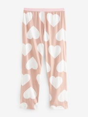 Herzmotiv, Blassrosa - Kurzärmeliger Baumwoll-Pyjama - Bild 7 von 8