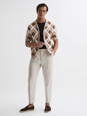 Reiss Beige Locco Crochet Cuban Collar Shirt - Image 3 of 5