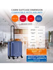 Flight Knight 56x45x25cm EasyJet Overhead 8 Wheel ABS Hard Case Cabin Carry On Hand Luggage - Image 3 of 7