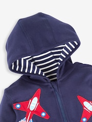 JoJo Maman Bébé Navy Blue Red Arrows Appliqué Reversible Hoodie - Image 4 of 7