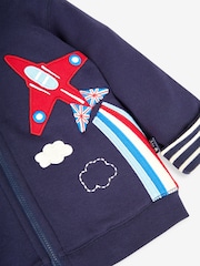 JoJo Maman Bébé Navy Blue Red Arrows Appliqué Reversible Hoodie - Image 6 of 7