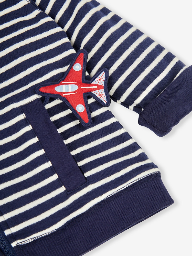 JoJo Maman Bébé Navy Blue Red Arrows Appliqué Reversible Hoodie - Image 7 of 7