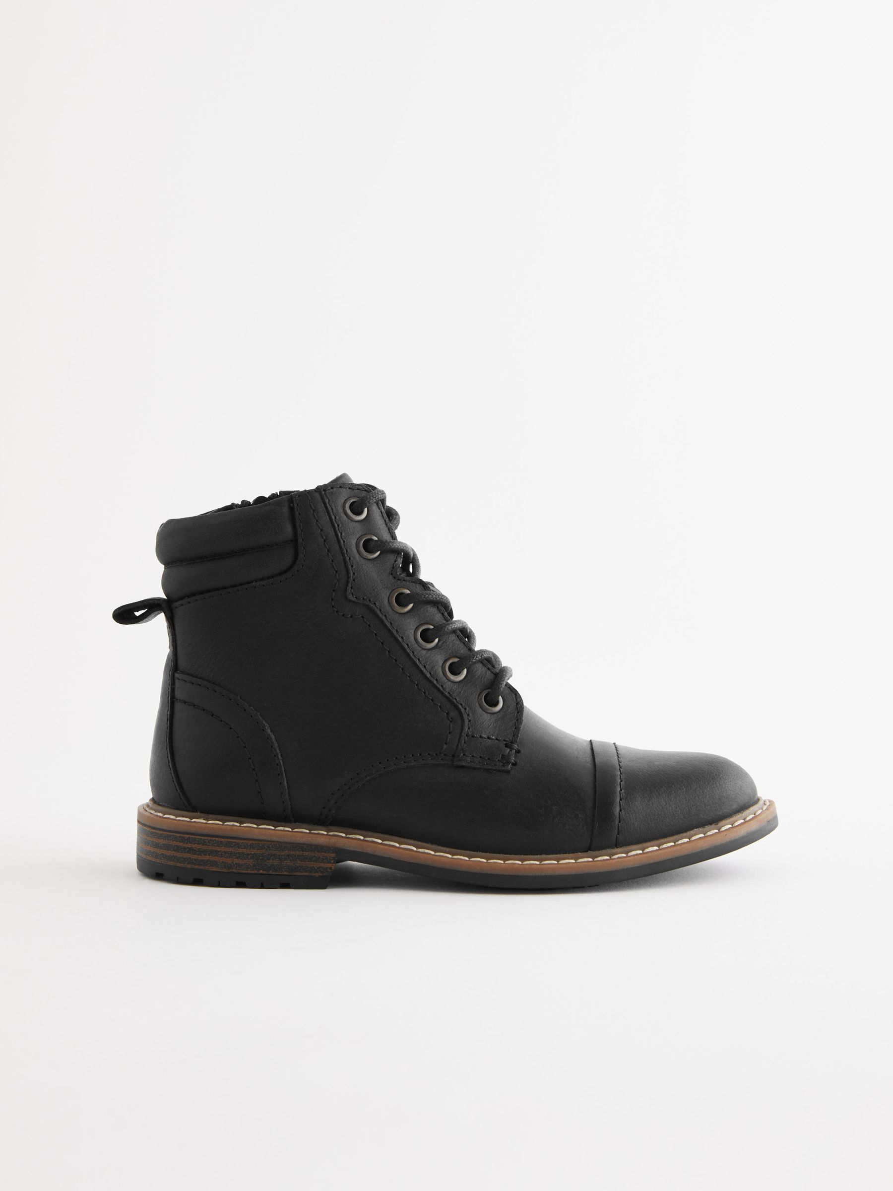 Buy Black Smart Toe Cap Lace Up Boots from Next Luxembourg