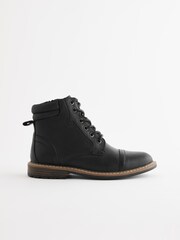 Black Smart Toe Cap Lace-Up Boots - Image 1 of 5