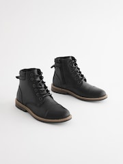 Black Smart Toe Cap Lace-Up Boots - Image 2 of 5