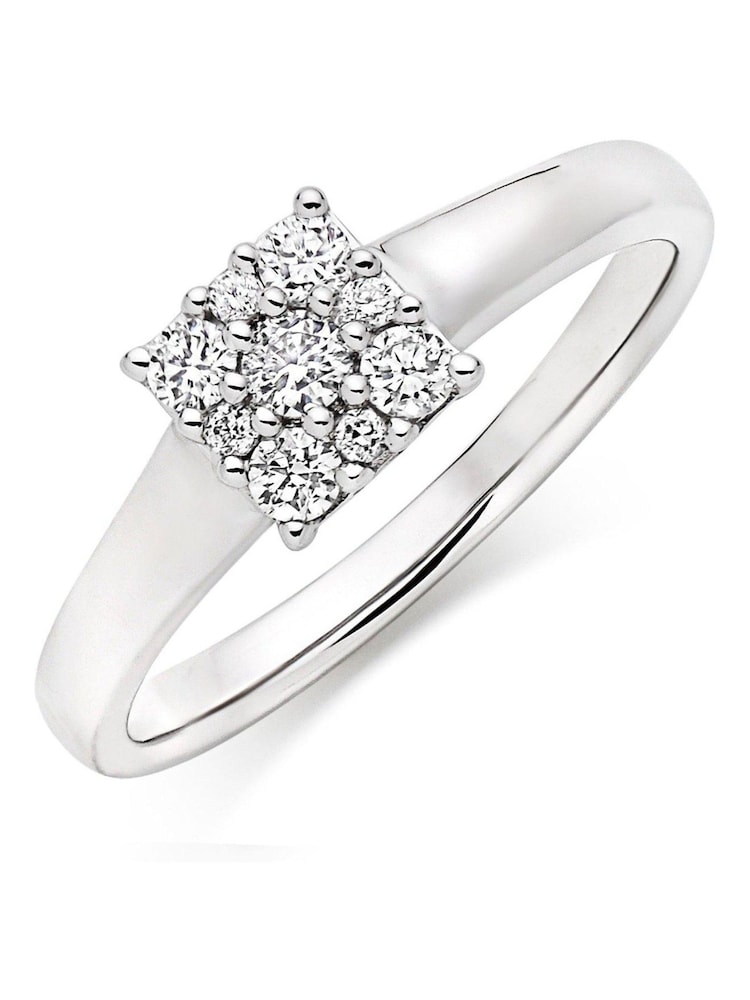 Beaverbrooks 9ct White Gold Diamond Cluster Ring - Image 1 of 7