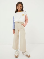 FatFace Natural Wide Leg Trousers - Image 3 of 4